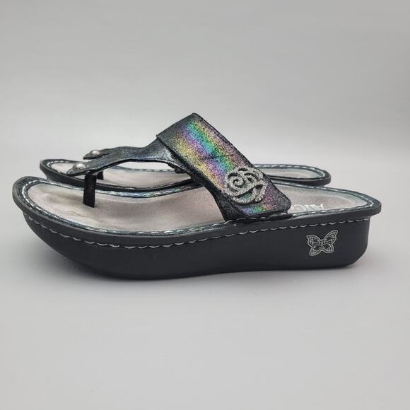 Alegria Thong Comfort Sandals Size 36 US 6.5 Irredescent Rainbow Metallic - Picture 2 of 10